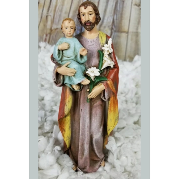 Resin Saint St Joseph W/ Jesus Christ Child - Picture 1 of 2